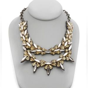 NWT & Dustbag. Deepa Gurnani Crystal &Suede Statement Necklace “Empress of Aria”
